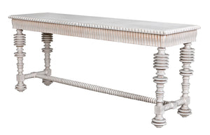 Noir Portuguese Console Table - Elegant Mahogany Design with Antique Brass Pulls for Timeless Decor White Wash GCON376WH