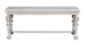 Noir Portuguese Console Table - Elegant Mahogany Design with Antique Brass Pulls for Timeless Decor White Wash GCON376WH