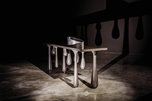 Noir Drop Console Table – Handcrafted Mahogany with Sculptural Design, Perfect for Entryways and Living Spaces Pale GCON377P