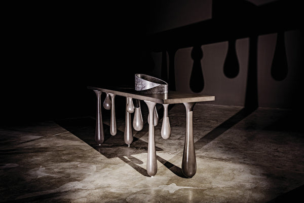 Noir Drop Console Table – Handcrafted Mahogany with Sculptural Design, Perfect for Entryways and Living Spaces Pale GCON377P