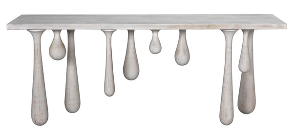 Noir Drop Console Table – Handcrafted Mahogany with Sculptural Design, Perfect for Entryways and Living Spaces White Wash GCON377WH