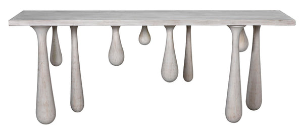 Noir Drop Console Table – Handcrafted Mahogany with Sculptural Design, Perfect for Entryways and Living Spaces White Wash GCON377WH