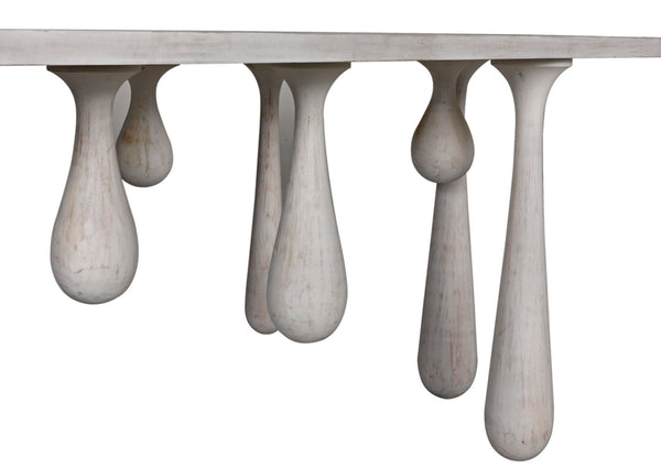 Noir Drop Console Table – Handcrafted Mahogany with Sculptural Design, Perfect for Entryways and Living Spaces White Wash GCON377WH