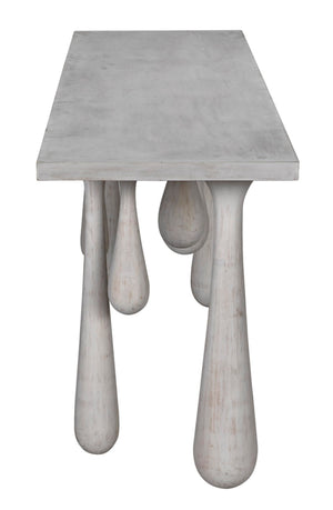 Noir Drop Console Table – Handcrafted Mahogany with Sculptural Design, Perfect for Entryways and Living Spaces White Wash GCON377WH