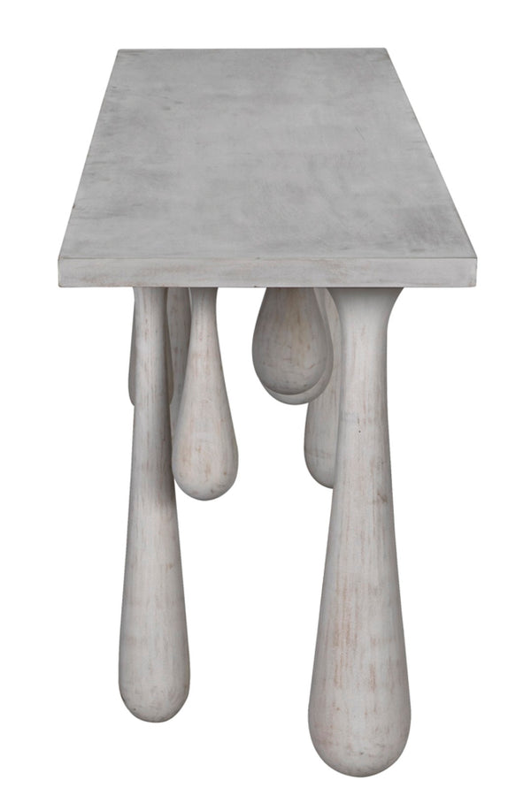 Noir Drop Console Table – Handcrafted Mahogany with Sculptural Design, Perfect for Entryways and Living Spaces White Wash GCON377WH