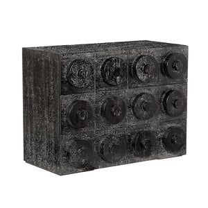 Noir Lego Solid Walnut Sideboard with Sculptural Circular Drawer Fronts for Modern Living GCON380BKW