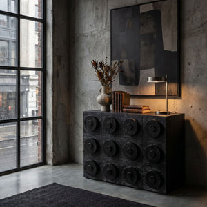 Lego Solid Walnut Sideboard with Sculptural Circular Drawer Fronts for Modern Living