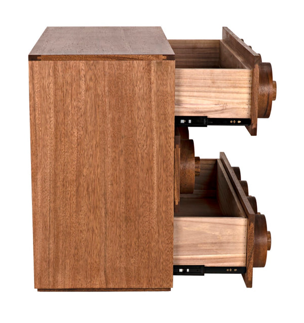Noir Lego Sideboard with Vintage Charm, Scandinavian Design, 3 Smooth-Operating Drawers for Storage Dark Walnut GCON380DW