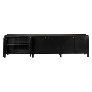 Noir Weston Sideboard – Artisan Crafted Mahogany with Timeless Elegance for Dining and Entryway Storage Hand Rubbed Black with Light Brown GCON386HB-XL
