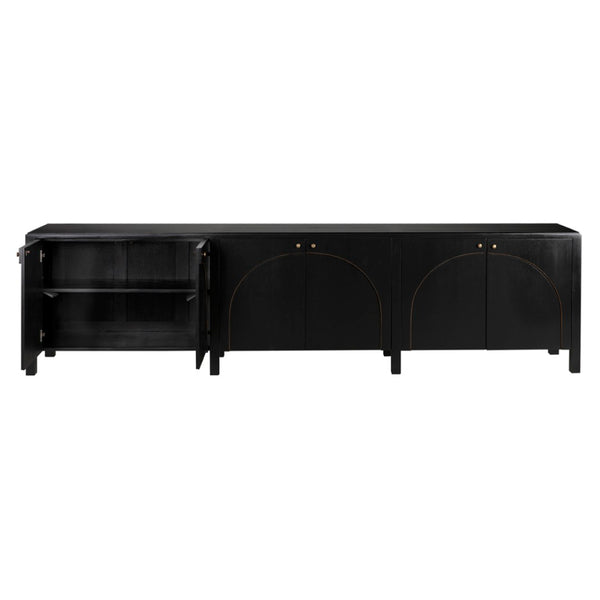 Noir Weston Sideboard – Artisan Crafted Mahogany with Timeless Elegance for Dining and Entryway Storage Hand Rubbed Black with Light Brown GCON386HB-XL