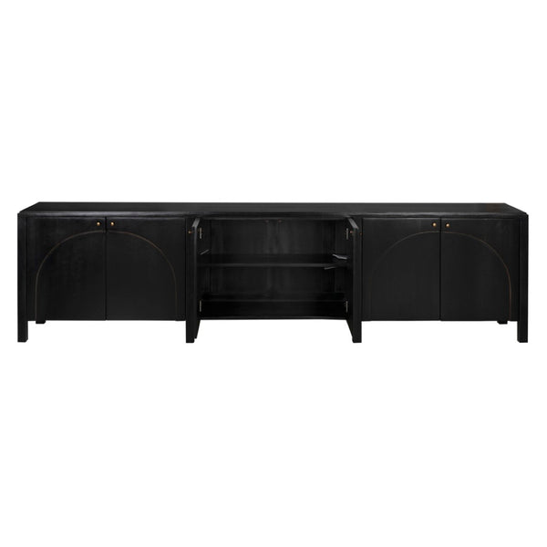 Noir Weston Sideboard – Artisan Crafted Mahogany with Timeless Elegance for Dining and Entryway Storage Hand Rubbed Black with Light Brown GCON386HB-XL