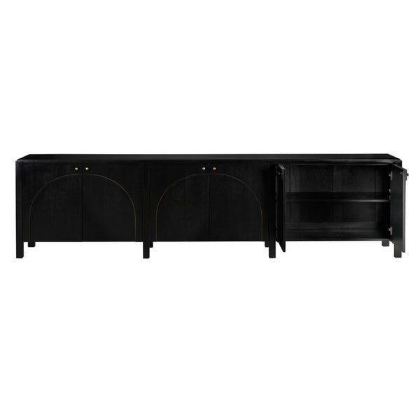 Noir Weston Sideboard – Artisan Crafted Mahogany with Timeless Elegance for Dining and Entryway Storage Hand Rubbed Black with Light Brown GCON386HB-XL