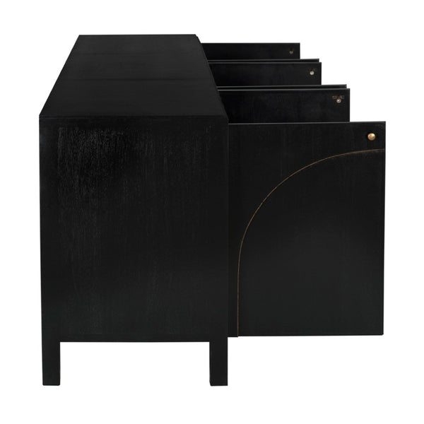 Noir Weston Sideboard – Artisan Crafted Mahogany with Timeless Elegance for Dining and Entryway Storage Hand Rubbed Black with Light Brown GCON386HB-XL