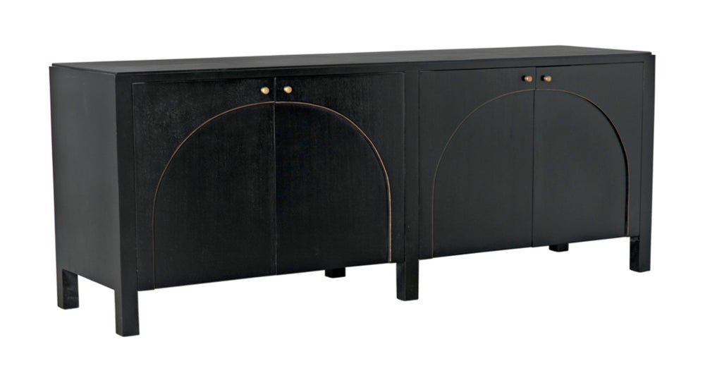 Noir Weston Sideboard – Artisan Crafted Mahogany with Timeless Elegance for Dining and Entryway Storage Hand Rubbed Black with Light Brown Trim GCON386HB