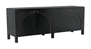 Noir Weston Sideboard – Artisan Crafted Mahogany with Timeless Elegance for Dining and Entryway Storage Hand Rubbed Black with Light Brown Trim GCON386HB