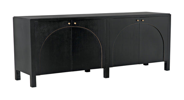 Noir Weston Sideboard – Artisan Crafted Mahogany with Timeless Elegance for Dining and Entryway Storage Hand Rubbed Black with Light Brown Trim GCON386HB