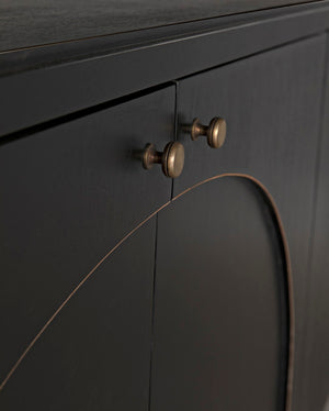 Noir Weston Sideboard – Artisan Crafted Mahogany with Timeless Elegance for Dining and Entryway Storage Hand Rubbed Black with Light Brown Trim GCON386HB