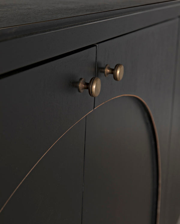 Noir Weston Sideboard – Artisan Crafted Mahogany with Timeless Elegance for Dining and Entryway Storage Hand Rubbed Black with Light Brown Trim GCON386HB