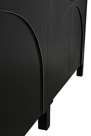Noir Weston Sideboard – Artisan Crafted Mahogany with Timeless Elegance for Dining and Entryway Storage Hand Rubbed Black with Light Brown Trim GCON386HB