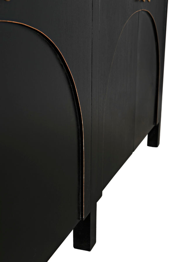 Noir Weston Sideboard – Artisan Crafted Mahogany with Timeless Elegance for Dining and Entryway Storage Hand Rubbed Black with Light Brown Trim GCON386HB