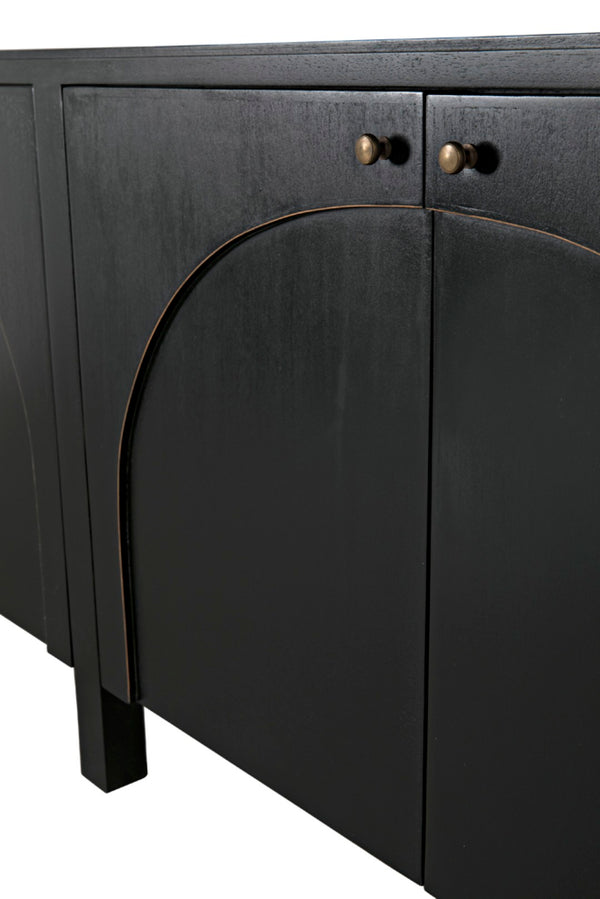 Noir Weston Sideboard – Artisan Crafted Mahogany with Timeless Elegance for Dining and Entryway Storage Hand Rubbed Black with Light Brown Trim GCON386HB