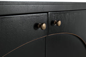 Noir Weston Sideboard – Artisan Crafted Mahogany with Timeless Elegance for Dining and Entryway Storage Hand Rubbed Black with Light Brown Trim GCON386HB