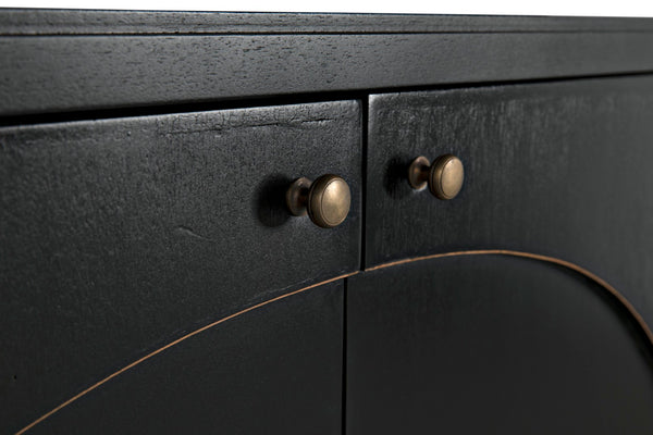 Noir Weston Sideboard – Artisan Crafted Mahogany with Timeless Elegance for Dining and Entryway Storage Hand Rubbed Black with Light Brown Trim GCON386HB