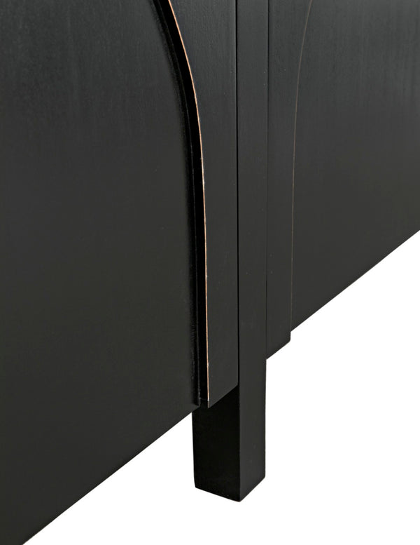 Noir Weston Sideboard – Artisan Crafted Mahogany with Timeless Elegance for Dining and Entryway Storage Hand Rubbed Black with Light Brown Trim GCON386HB