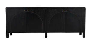 Noir Weston Sideboard – Artisan Crafted Mahogany with Timeless Elegance for Dining and Entryway Storage Hand Rubbed Black with Light Brown Trim GCON386HB