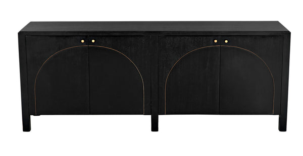 Noir Weston Sideboard – Artisan Crafted Mahogany with Timeless Elegance for Dining and Entryway Storage Hand Rubbed Black with Light Brown Trim GCON386HB