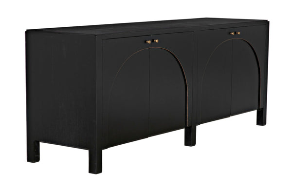 Noir Weston Sideboard – Artisan Crafted Mahogany with Timeless Elegance for Dining and Entryway Storage Hand Rubbed Black with Light Brown Trim GCON386HB