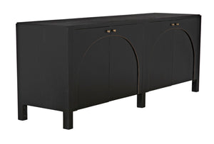 Noir Weston Sideboard – Artisan Crafted Mahogany with Timeless Elegance for Dining and Entryway Storage Hand Rubbed Black with Light Brown Trim GCON386HB
