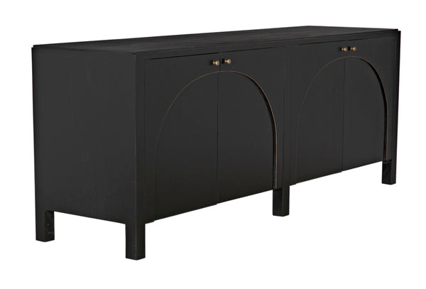 Noir Weston Sideboard – Artisan Crafted Mahogany with Timeless Elegance for Dining and Entryway Storage Hand Rubbed Black with Light Brown Trim GCON386HB