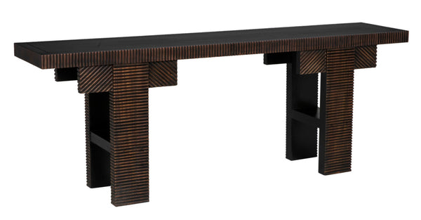 Noir Nabu Console - Handcrafted Mahogany with Sleek Black Finish & Light Brown Trim for Stylish Spaces GCON387HB