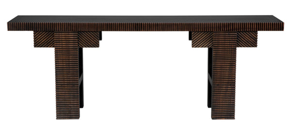Noir Nabu Console - Handcrafted Mahogany with Sleek Black Finish & Light Brown Trim for Stylish Spaces GCON387HB