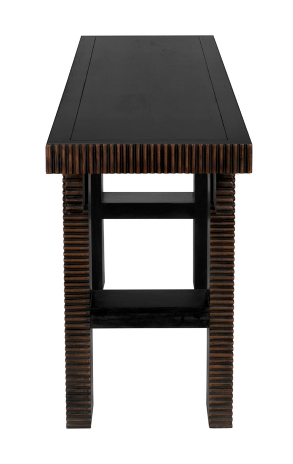 Noir Nabu Console - Handcrafted Mahogany with Sleek Black Finish & Light Brown Trim for Stylish Spaces GCON387HB