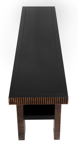 Noir Nabu Console - Handcrafted Mahogany with Sleek Black Finish & Light Brown Trim for Stylish Spaces GCON387HB