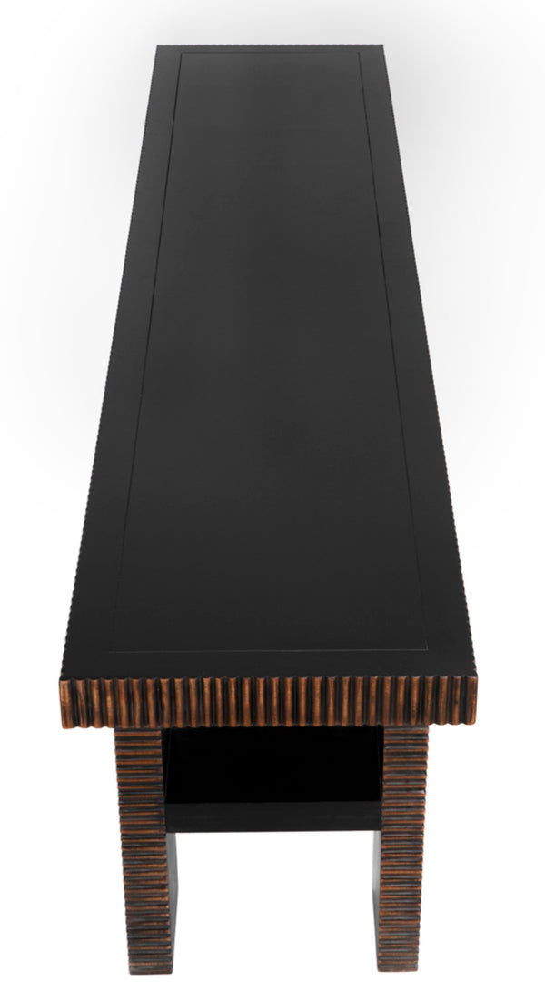 Noir Nabu Console - Handcrafted Mahogany with Sleek Black Finish & Light Brown Trim for Stylish Spaces GCON387HB