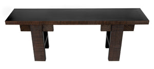 Noir Nabu Console - Handcrafted Mahogany with Sleek Black Finish & Light Brown Trim for Stylish Spaces GCON387HB