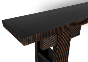 Noir Nabu Console - Handcrafted Mahogany with Sleek Black Finish & Light Brown Trim for Stylish Spaces GCON387HB