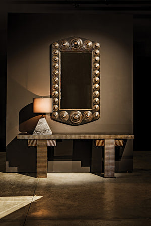 Noir Nabu Console - Handcrafted Mahogany with Sleek Black Finish & Light Brown Trim for Stylish Spaces GCON387HB