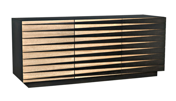Noir Tyson Sideboard: Mid-Century Modern Ebony Walnut Design with Ample Storage for Stylish Living Spaces GCON389EB