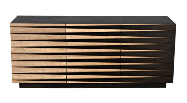 Noir Tyson Sideboard: Mid-Century Modern Ebony Walnut Design with Ample Storage for Stylish Living Spaces GCON389EB