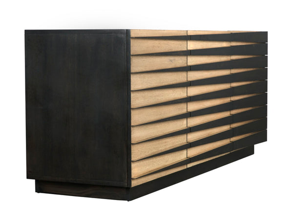 Noir Tyson Sideboard: Mid-Century Modern Ebony Walnut Design with Ample Storage for Stylish Living Spaces GCON389EB