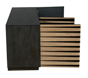 Noir Tyson Sideboard: Mid-Century Modern Ebony Walnut Design with Ample Storage for Stylish Living Spaces GCON389EB