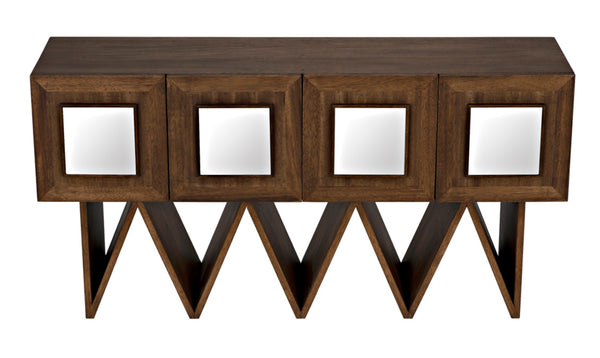 Noir Jean-Michel Handcrafted Sideboard in Dark Walnut with Mirror Accent - Modern Storage Solution for Any Space GCON394DW