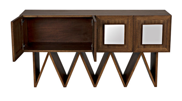 Noir Jean-Michel Handcrafted Sideboard in Dark Walnut with Mirror Accent - Modern Storage Solution for Any Space GCON394DW