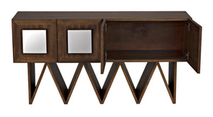 Noir Jean-Michel Handcrafted Sideboard in Dark Walnut with Mirror Accent - Modern Storage Solution for Any Space GCON394DW