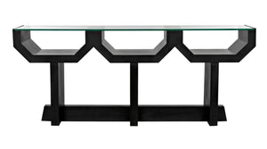 Noir Ando Console Table – Handcrafted Mahogany & Glass Accent for Modern Entryways & Living Spaces GCON397HB