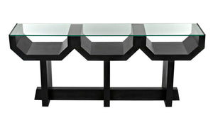 Noir Ando Console Table – Handcrafted Mahogany & Glass Accent for Modern Entryways & Living Spaces GCON397HB